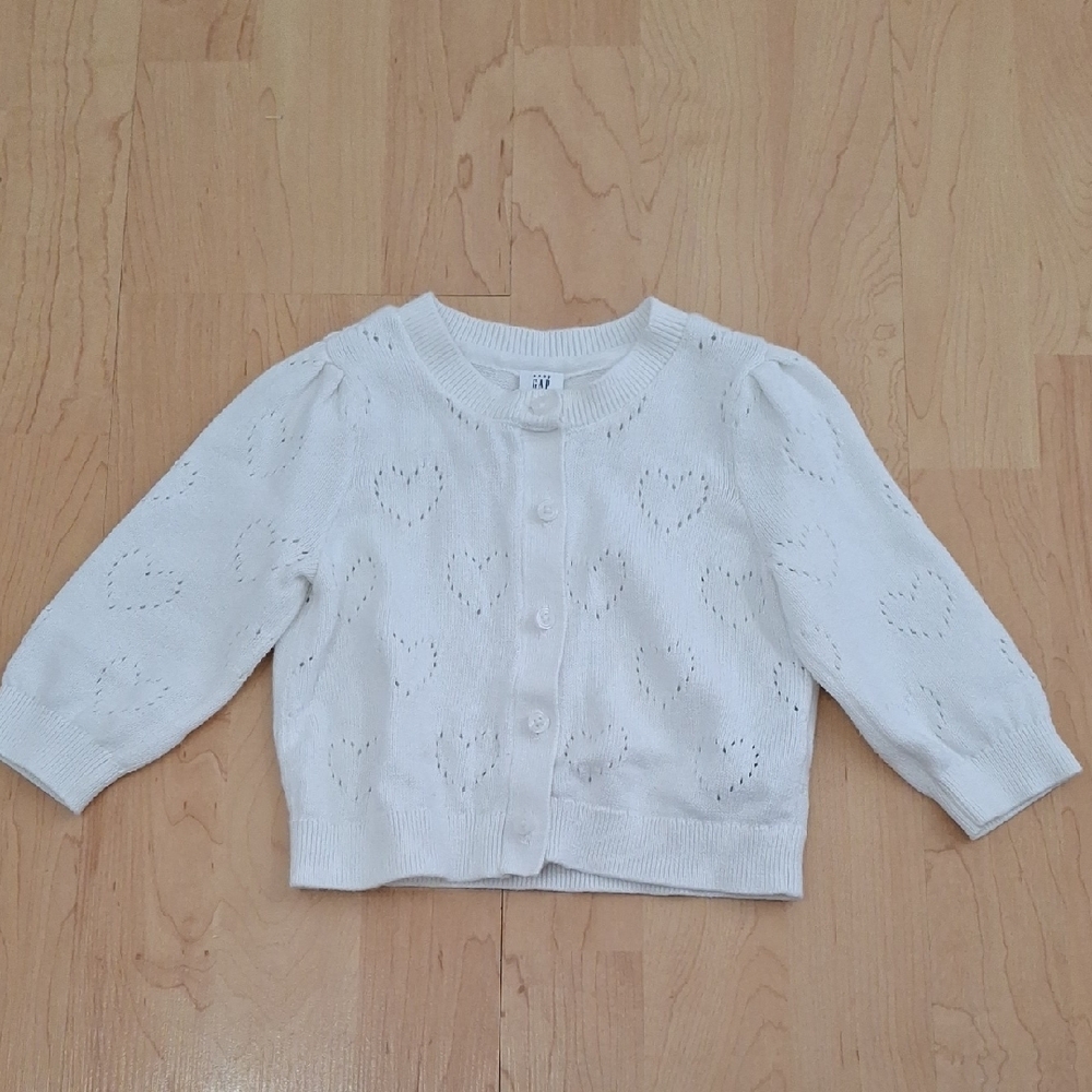 GAP White Heart Pattern Kids Cardigan